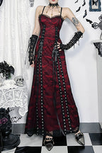 Strappy Layered Gothic Dress with Lace Details