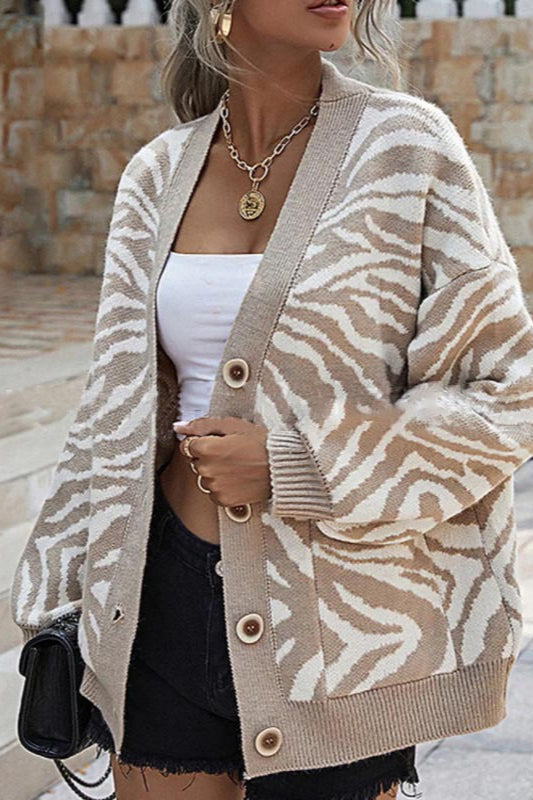Knit Relaxed-Fit Cardigan with a V-Neck