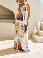 Printed Spaghetti-Strap Maxi Dress