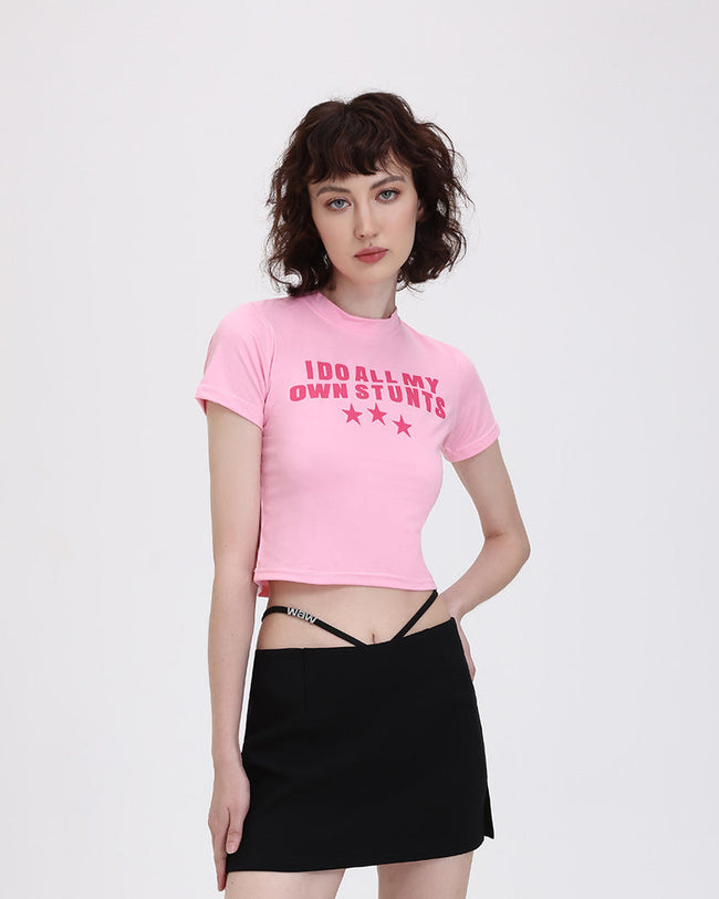 Cropped T-Shirt with Lettering Details Main image