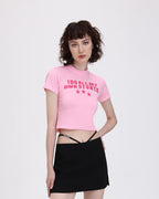 Cropped T-Shirt with Lettering Details