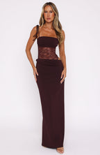 Lace Tie-Strap Sheer Maxi Dress