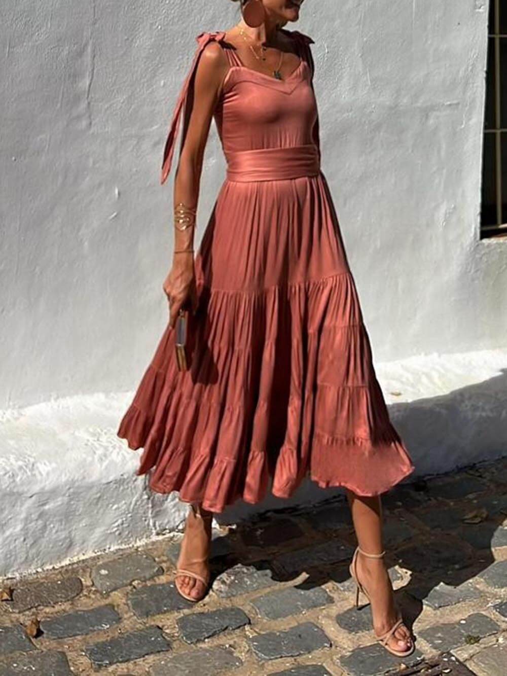 Off-Shoulder Ruffled Midi Dress