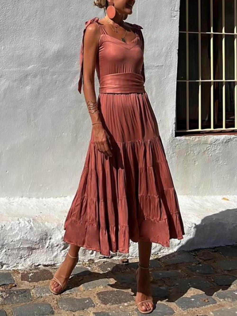 Off-Shoulder Ruffled Midi Dress