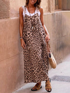 Leopard-Print Strappy Maxi Dress with Panel Details