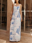 Printed Halterneck Lace Maxi Dress