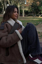 Suede Relaxed-Fit Lapel-Collar Coat