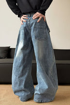 Leopard-Print Wide-Leg Relaxed-Fit Jeans with Panel Details