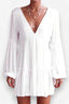 Plunging-V Long-Sleeve Dress