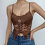 Open-Back Strappy Lace Cami Top with Lace-Up Details