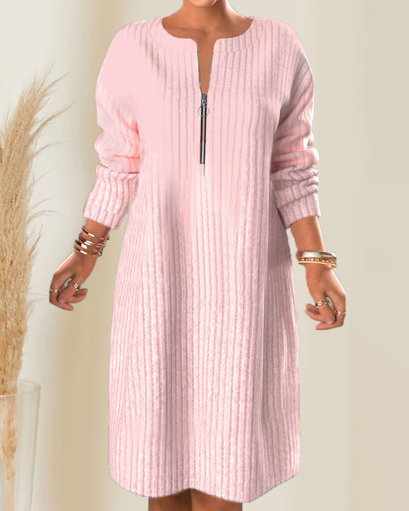 Zara® | Elegant Zip-Up Sweater Dress - HELLA TREND