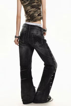 Straight-Leg Washed Retro Jeans