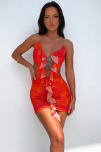 Cutout Ruffled Mini Dress