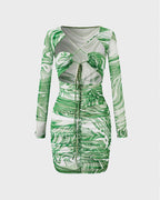 Printed Strappy Dress with a Halter Neck