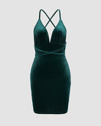 Satin Bodycon Dress with Cross-Back Straps