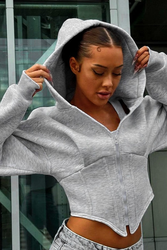 Hooded Hoodie with Zip Details