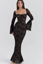 Long-Sleeve Maxi Dress with a Square Neck