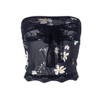 Floral Strapless Sheer Top with Lace Details