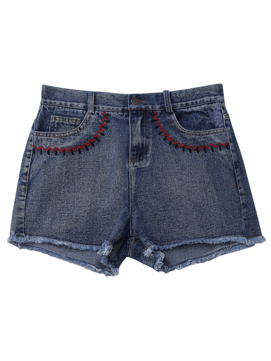 Embroidered Denim Shorts