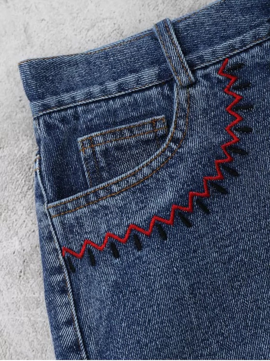 Embroidered Denim Shorts