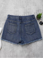 Embroidered Denim Shorts