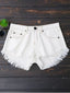 Denim Shorts with a High-Low Hem