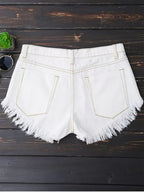 Denim Shorts with a High-Low Hem