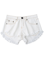 Denim Shorts with a High-Low Hem