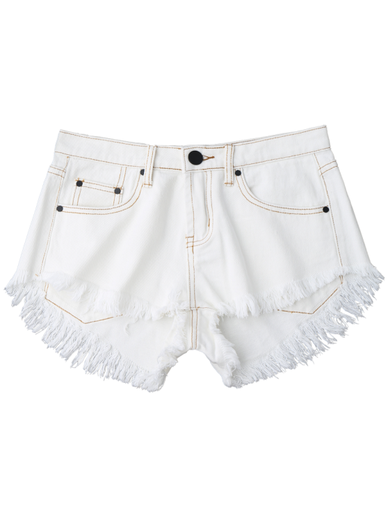 Denim Shorts with a High-Low Hem