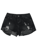 Faux-Leather Distressed Shorts