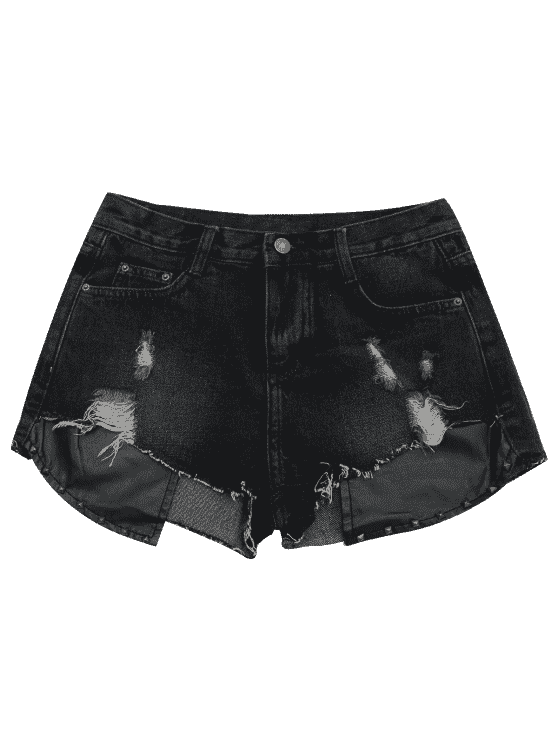 Faux-Leather Distressed Shorts