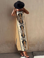 Printed A-Line Open-Back Maxi Dress