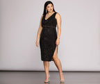 V-Neck Glitter Sleeveless Midi Dress