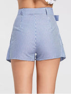 Striped Tie-Waist Pocket-Detail Skort
