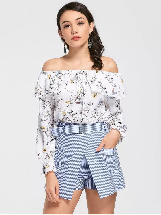 Striped Tie-Waist Pocket-Detail Skort