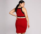 Colorblock Strappy Midi Dress with a Sweetheart Neck