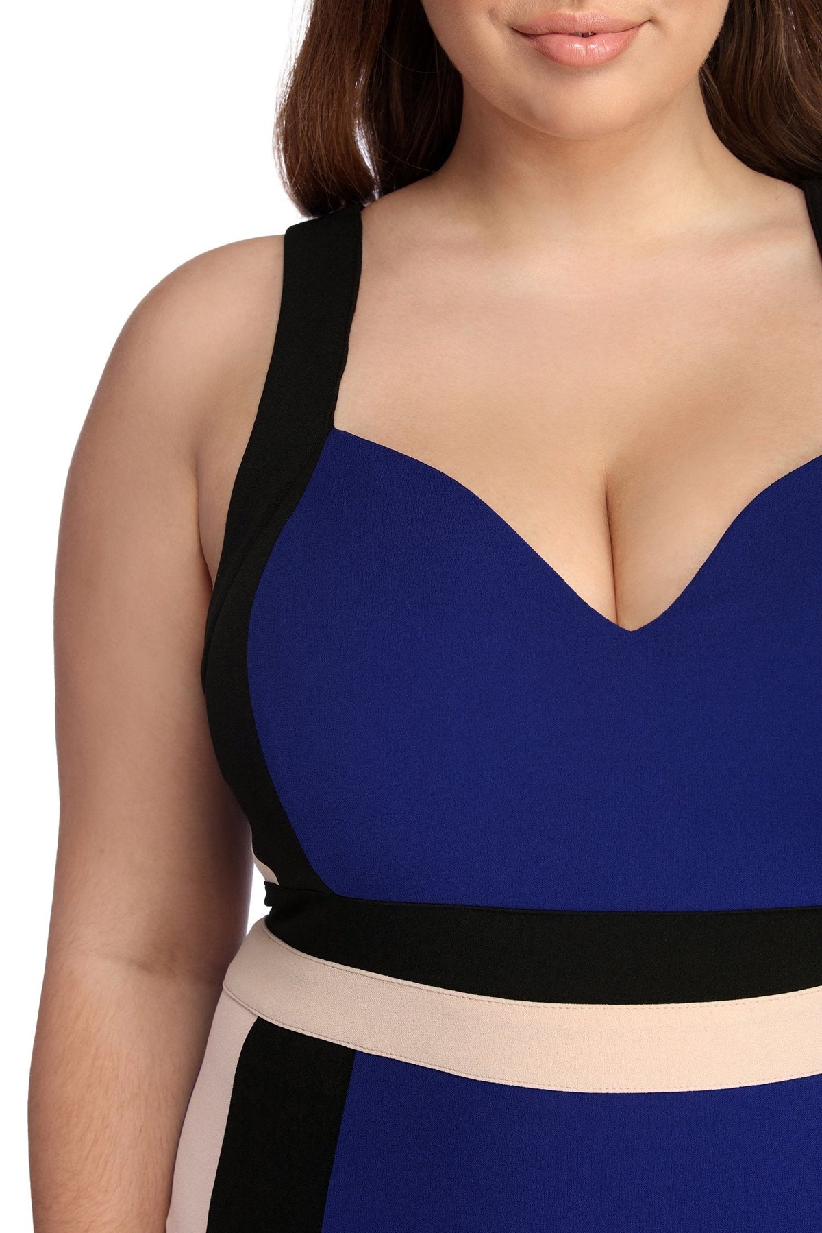 Colorblock Strappy Midi Dress with a Sweetheart Neck