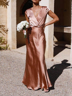 Satin Mermaid Dress with a V-Neck
