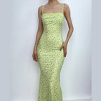 Floral Strappy Open-Back Maxi Dress with a Cowl Neck
