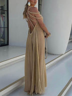 Relaxed-Fit Strappy Draped Maxi Dress
