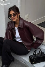 Red Faux-Leather Retro Jacket
