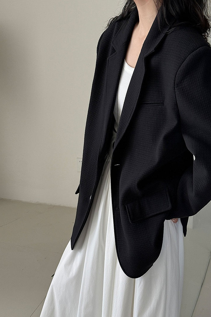 Waffle-Texture Oversized Blazer