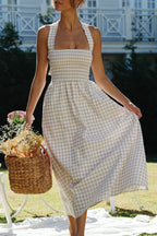A-Line Open-Back Dress with an Off-Shoulder Neck