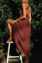 A-Line Open-Back Dress with an Off-Shoulder Neck