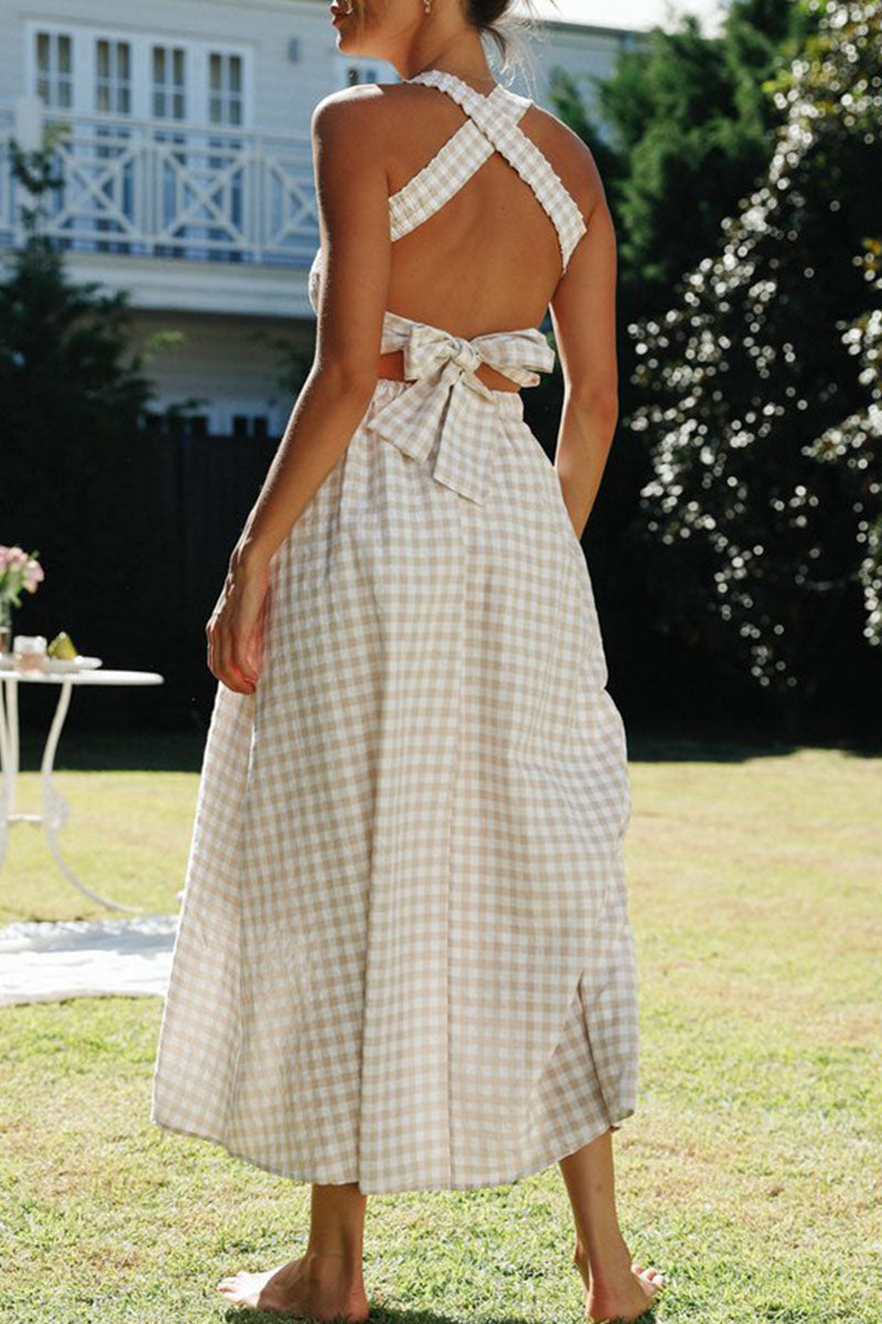 A-Line Open-Back Dress with an Off-Shoulder Neck