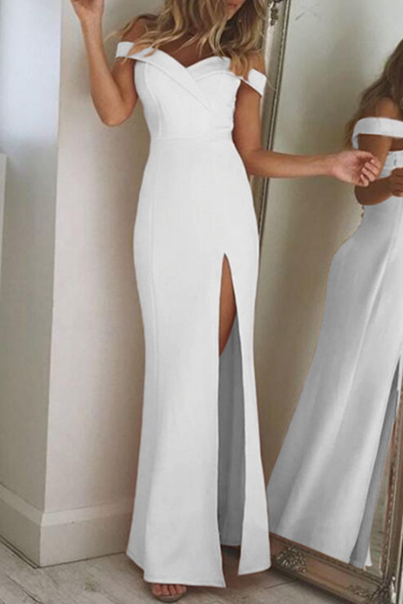 Off-Shoulder Open-Back Asymmetric Dress