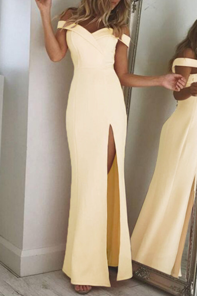 Off-Shoulder Open-Back Asymmetric Dress