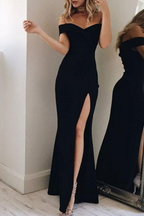 Off-Shoulder Open-Back Asymmetric Dress
