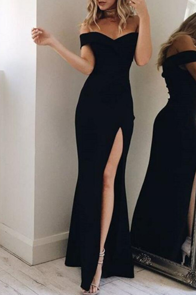 Off-Shoulder Open-Back Asymmetric Dress