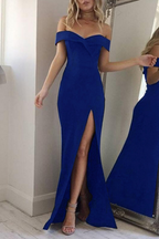 Off-Shoulder Open-Back Asymmetric Dress